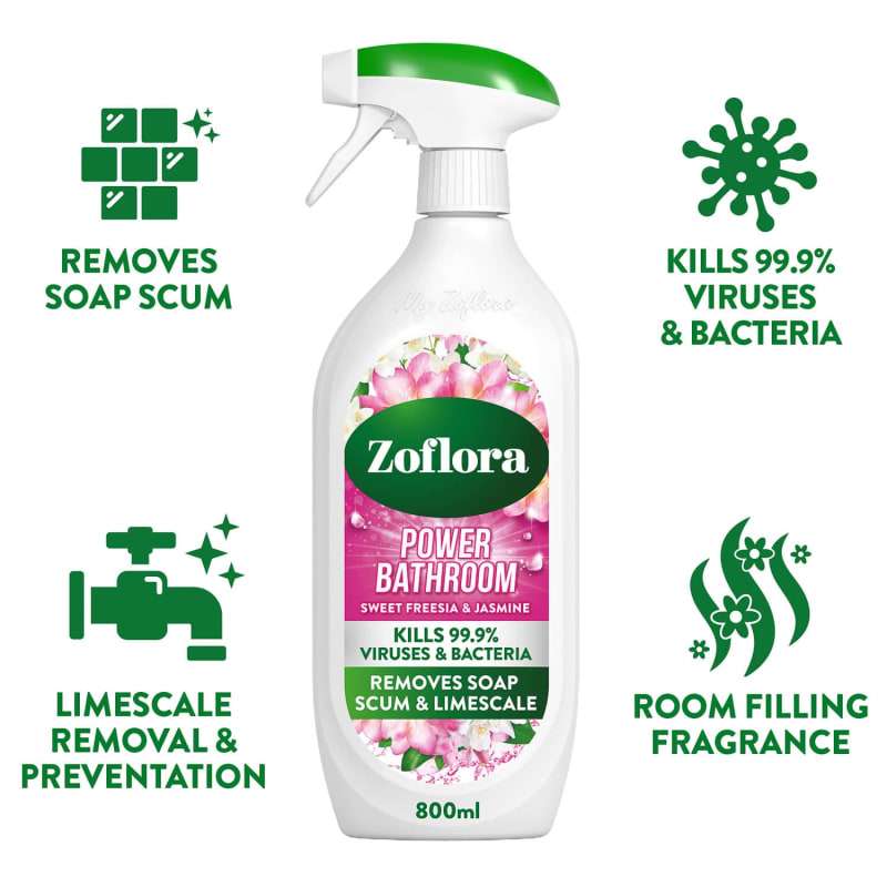 Zoflora Power Bathroom Cleaner Sweet Freesia & Jasmine 800ml