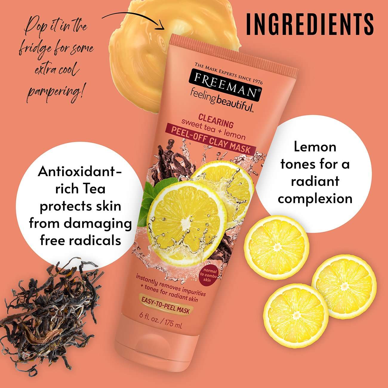 Freeman Sweet Tea + Lemon Peel-Off Clay Mask 175ml