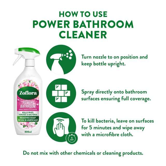 Zoflora Power Bathroom Cleaner Sweet Freesia & Jasmine 800ml