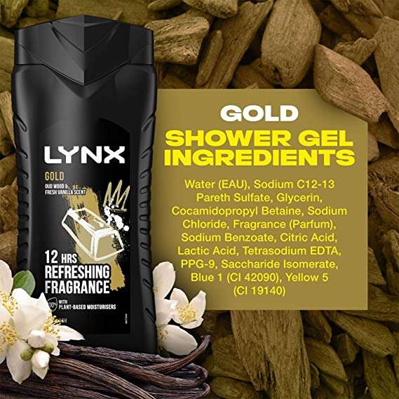 Lynx Gold Oud Wood & Fresh Vanilla Scent Body Wash 225ml