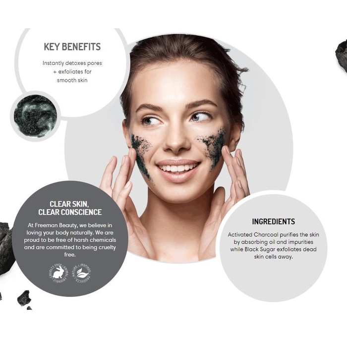 Freeman Charcoal & Black Sugar Gel Mask + Scrub 175ml