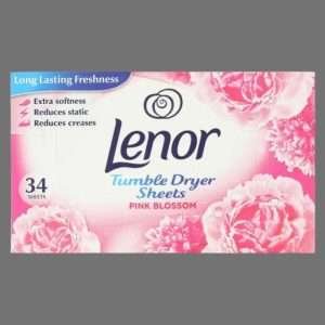 Lenor Fabric Tumble Dryer Sheets Pink Blossom 34 Sheets