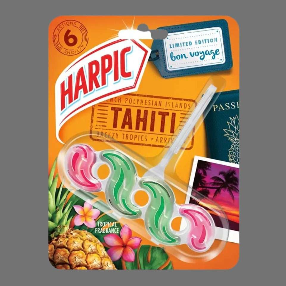 Harpic Tahiti Tropical Fragrance Toilet Rim Block 35g Harpic Tahiti Tropical Fragrance Toilet Rim Block 35g