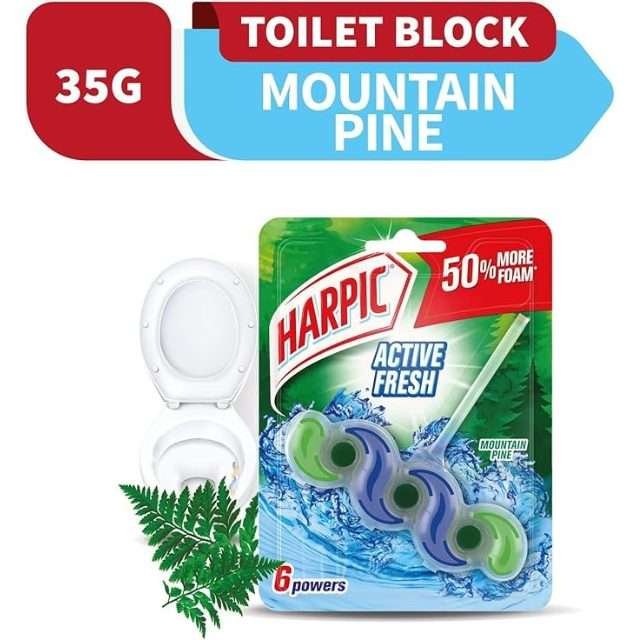 Harpic Active Fresh Mountain Pine Toilet Block 35g Harpic Active Fresh Mountain Pine Toilet Block 35g