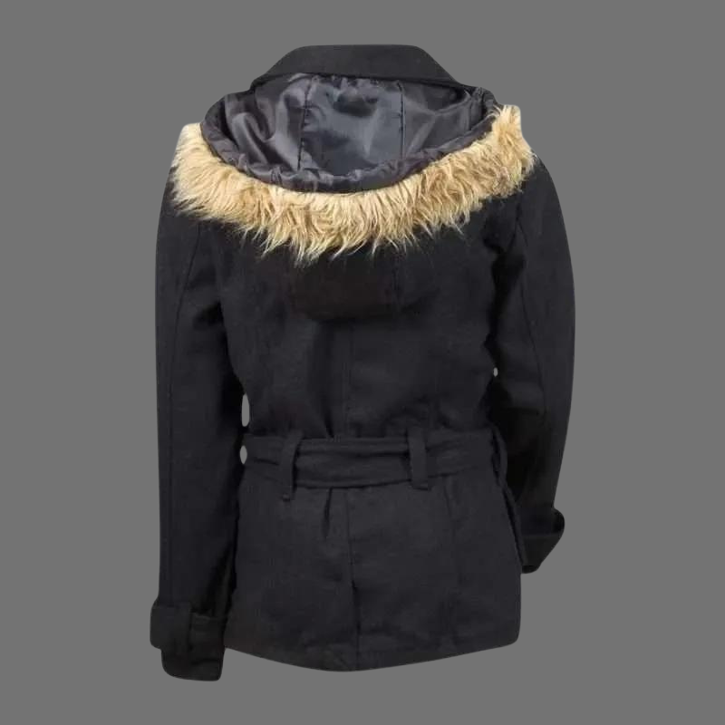 DollHouse Wool Blend Black Hooded Winter Coat