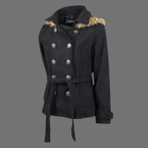 DollHouse Wool Blend Black Hooded Winter Coat