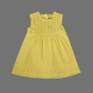 Minoti Girls Knitted Line Yellow Dress