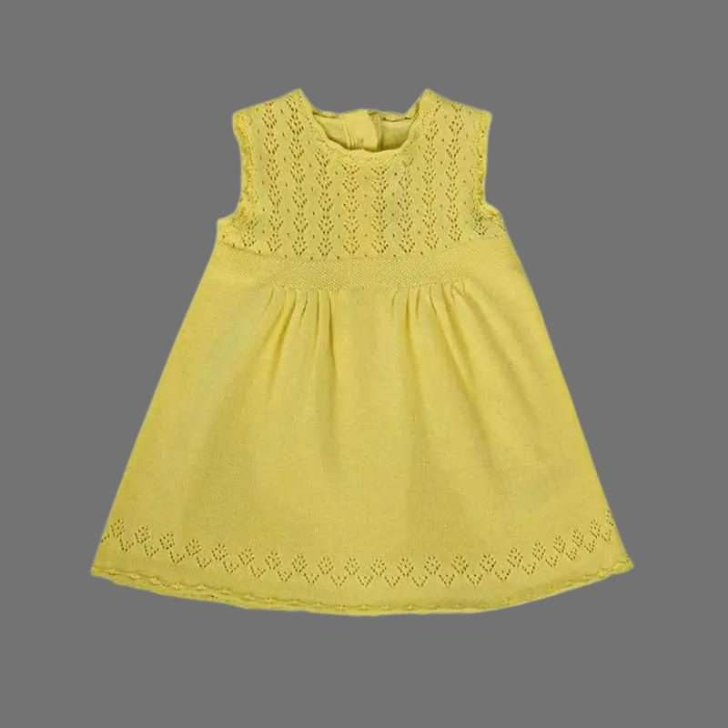 Minoti Girls Knitted Line Yellow Dress
