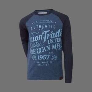 Minoti Navy Blue Union Trade Long Sleeve Print Top