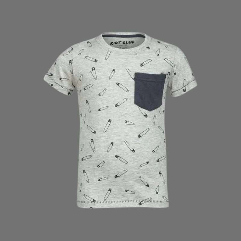 Riot Club Safety Pin Print Boys Grey T-Shirt