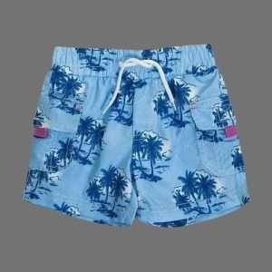 Minoti Palm Tree Print Sky Blue Swimming Shorts