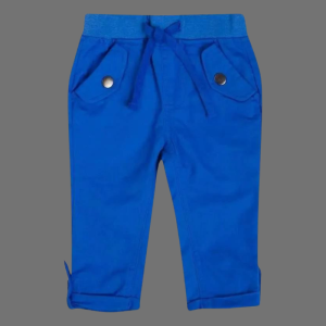 TBOE Baby Boys Blue Turn-up Cuff Cotton Pants