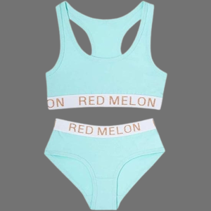 Red Melon Girls Green Crop Top Knicker Set