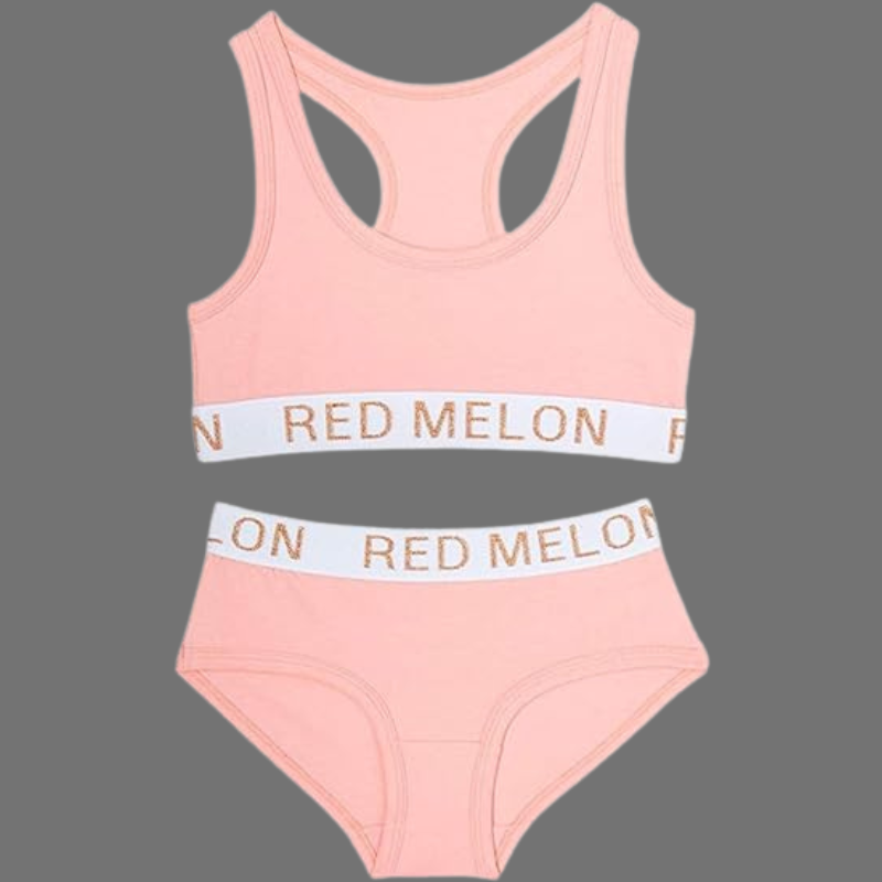 Red Melon Girls Pink Crop Top Knicker Set