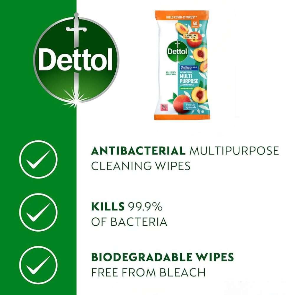 Dettol Anti-Bacterial Multi Purpose Wipes Peach Splash