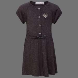 Minoti Baby Girls Charcoal Heart Fleck Skater Dress
