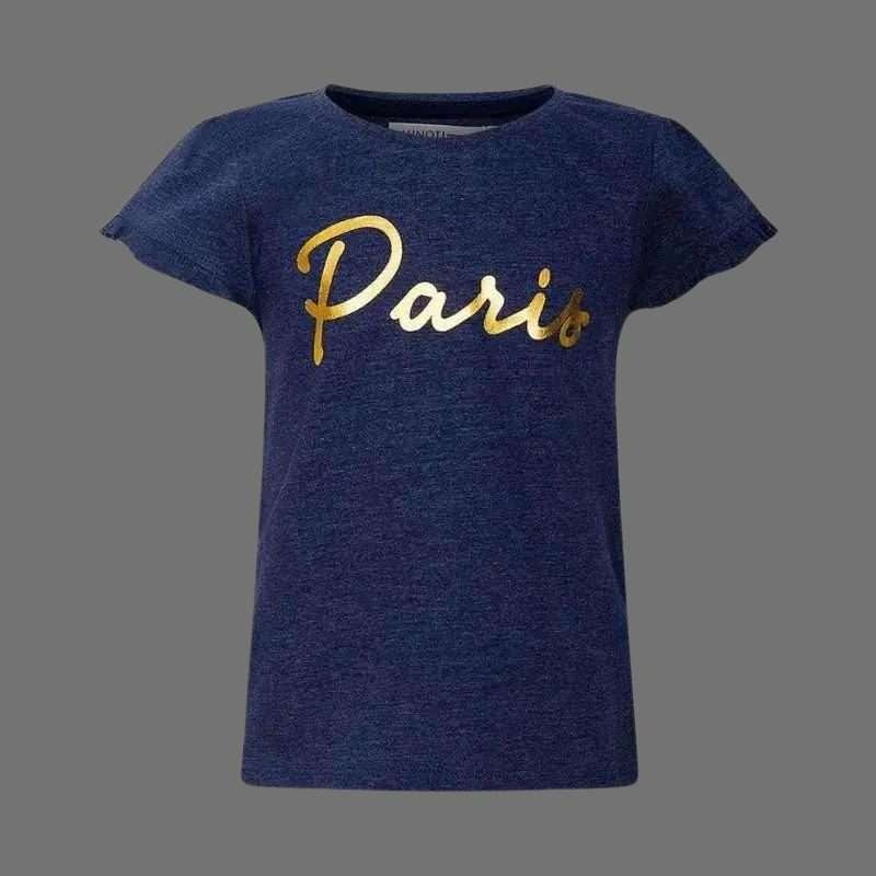 Minoti Girls Paris Slogan Blue T-Shirt