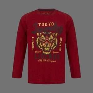 Tokyo Laundry Tiger Legends Print Red Long Sleeve Top