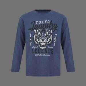Tokyo Laundry Tiger Legends Print Blue Long Sleeve Top
