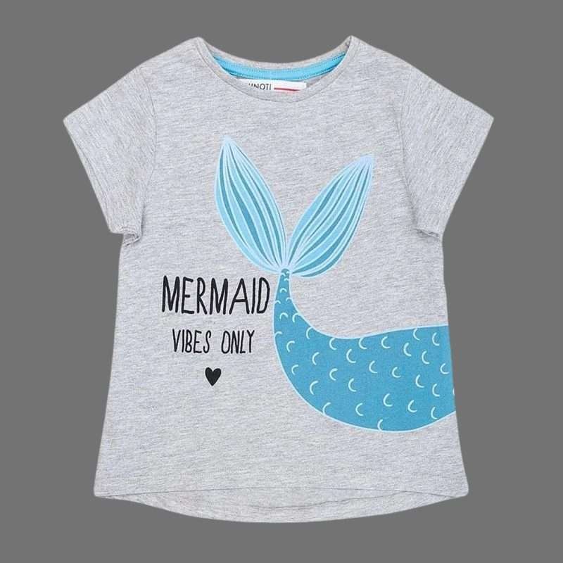 Minoti Baby Girls Mermaid Vibes Only Grey T-Shirt Minoti Baby Girls Mermaid Vibes Only Grey T-Shirt
