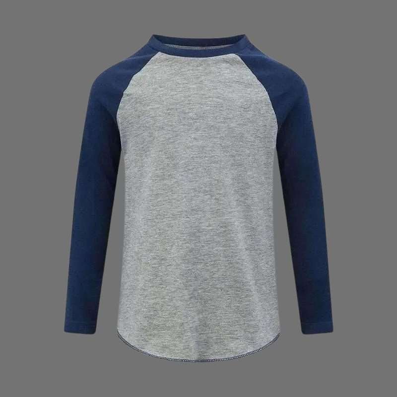 Mantis Boys Blue & Grey Long Sleeve Baseball Top