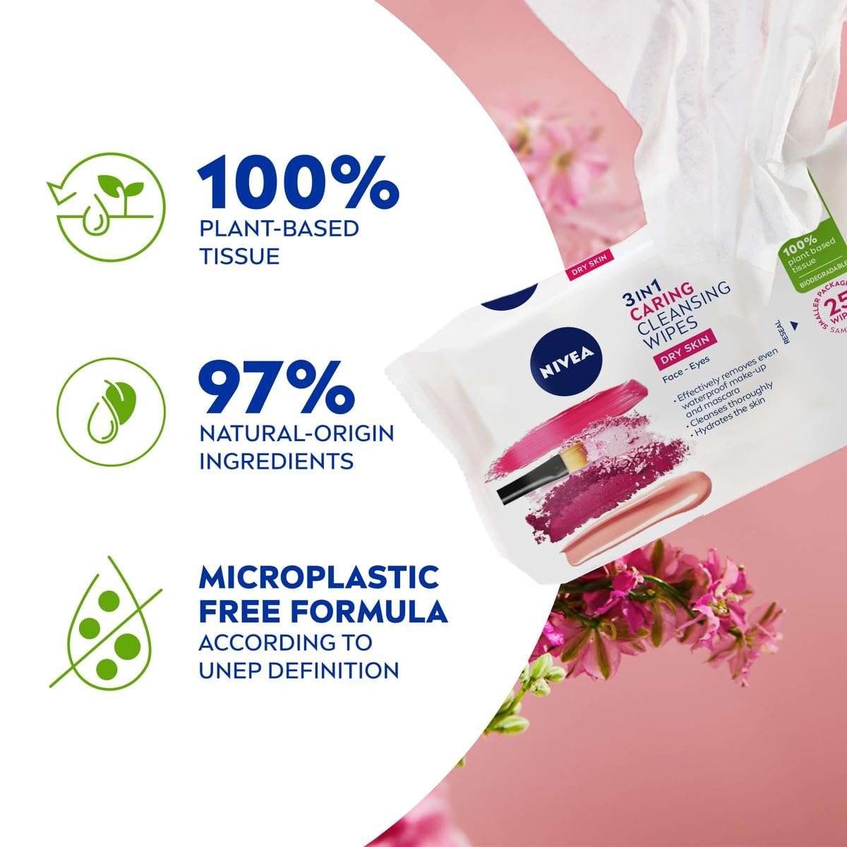Nivea Biodegradable Face Cleansing Wipes Dry Skin