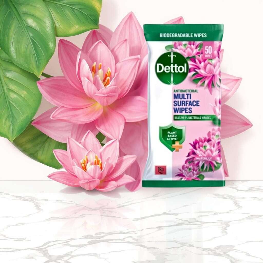 Dettol Waterlily Anti-bacterial Wipes 50 pack
