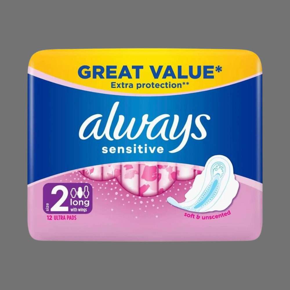 Always Sensitive Long Ultra Size 2 Sanitary Towels Wings