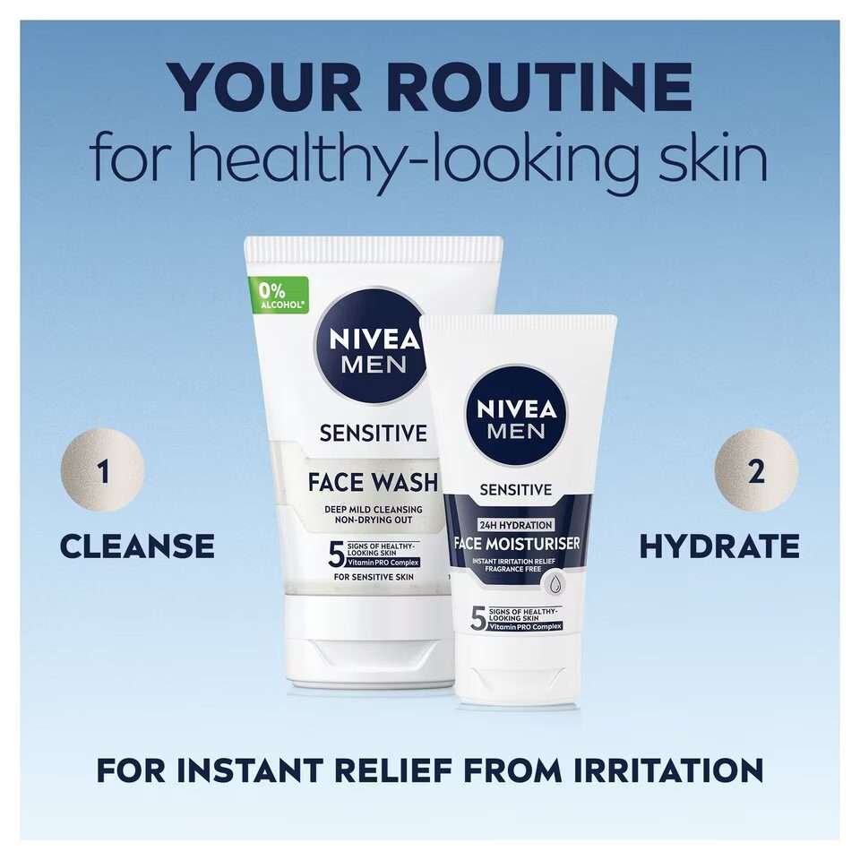 NIVEA MEN Sensitive 0% Alcohol Face Wash 100ml NIVEA MEN Sensitive 0% Alcohol Face Wash 100ml