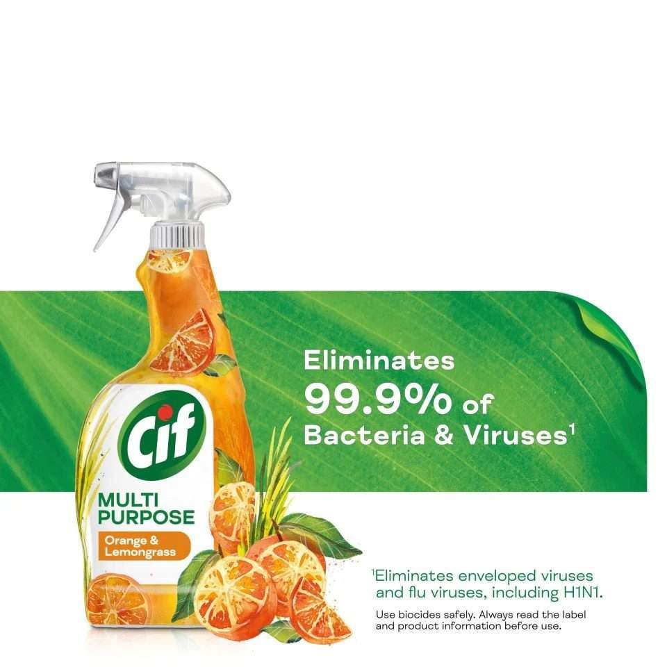 Cif Orange & Lemongrass Multipurpose Cleaner Spray 750ml Cif Orange & Lemongrass Multipurpose Cleaner Spray 750ml