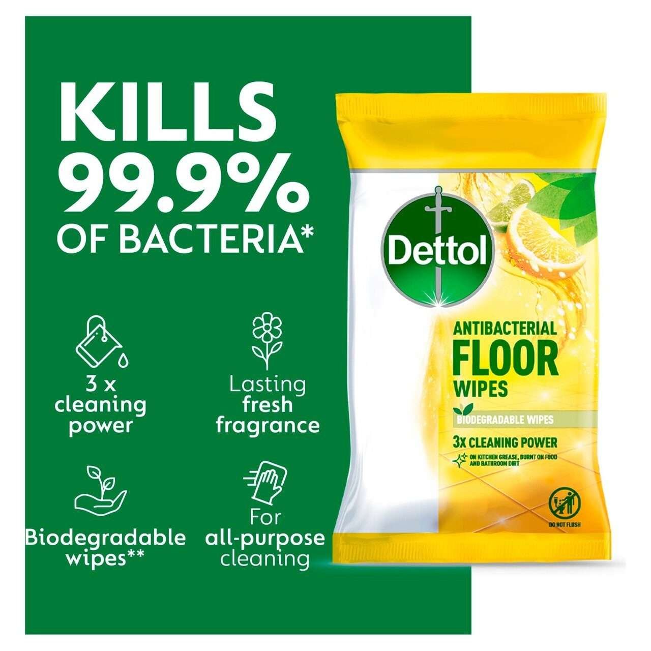 Dettol Anti-bacterial Lemon & Lime Floor Wipes 25 Pack Dettol Anti-bacterial Lemon & Lime Floor Wipes 25 Pack