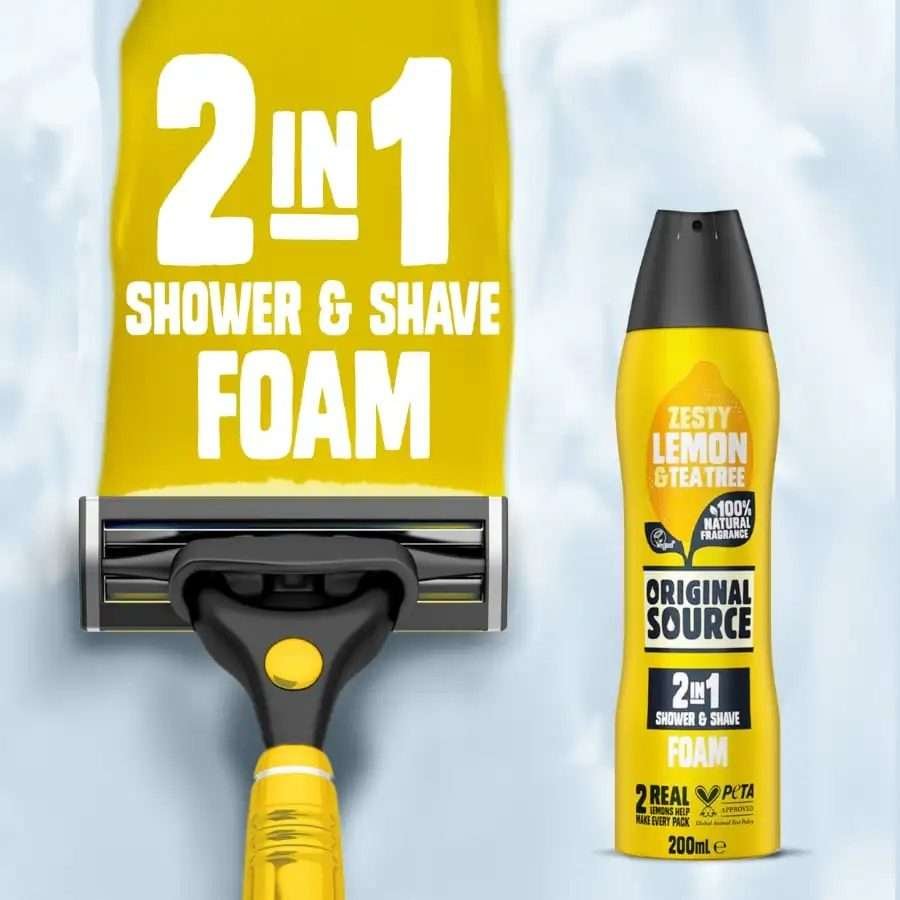 Original Source Zesty Lemon Shower & Shave Foam 200ml Original Source Zesty Lemon Shower & Shave Foam 200ml