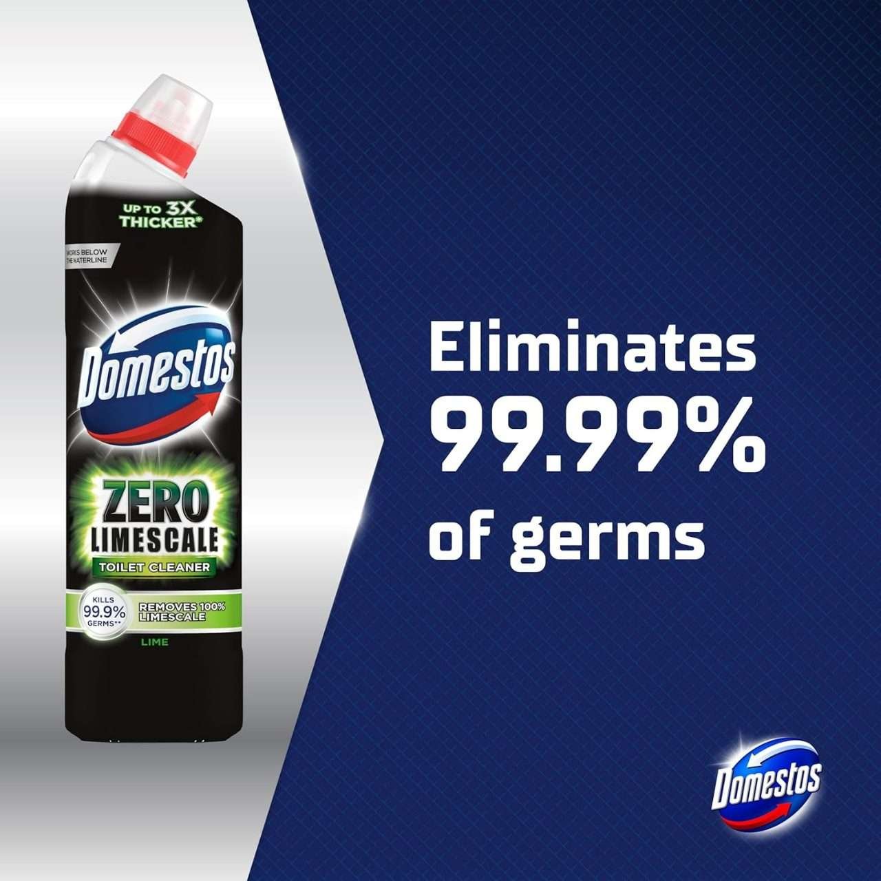 Domestos Lime Zero Limescale Toilet Bleach Cleaner 750ml