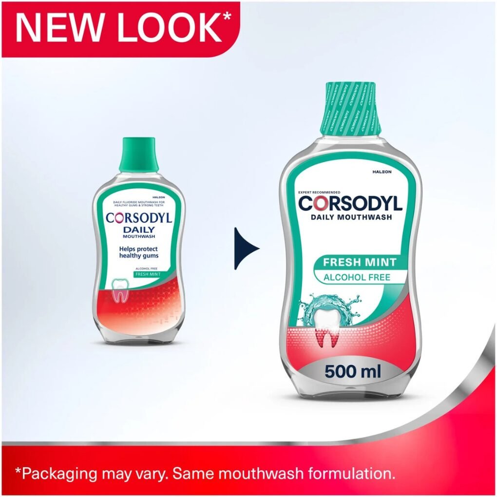 Corsodyl Fresh Mint Daily Care Alcohol Free Mouthwash 500ml