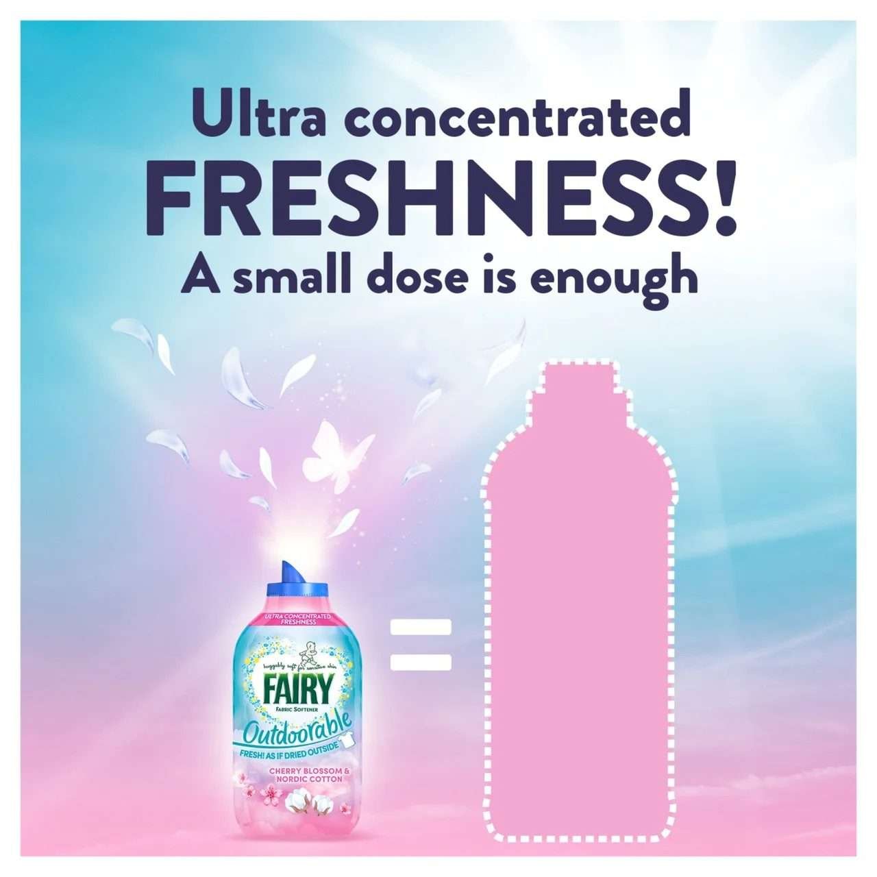 Fairy Outdoorable Cherry Blossom & Nordic Cotton Fabric Conditioner 70 Washes 980ml Fairy Outdoorable Cherry Blossom & Nordic Cotton Fabric Conditioner 70 Washes 980ml