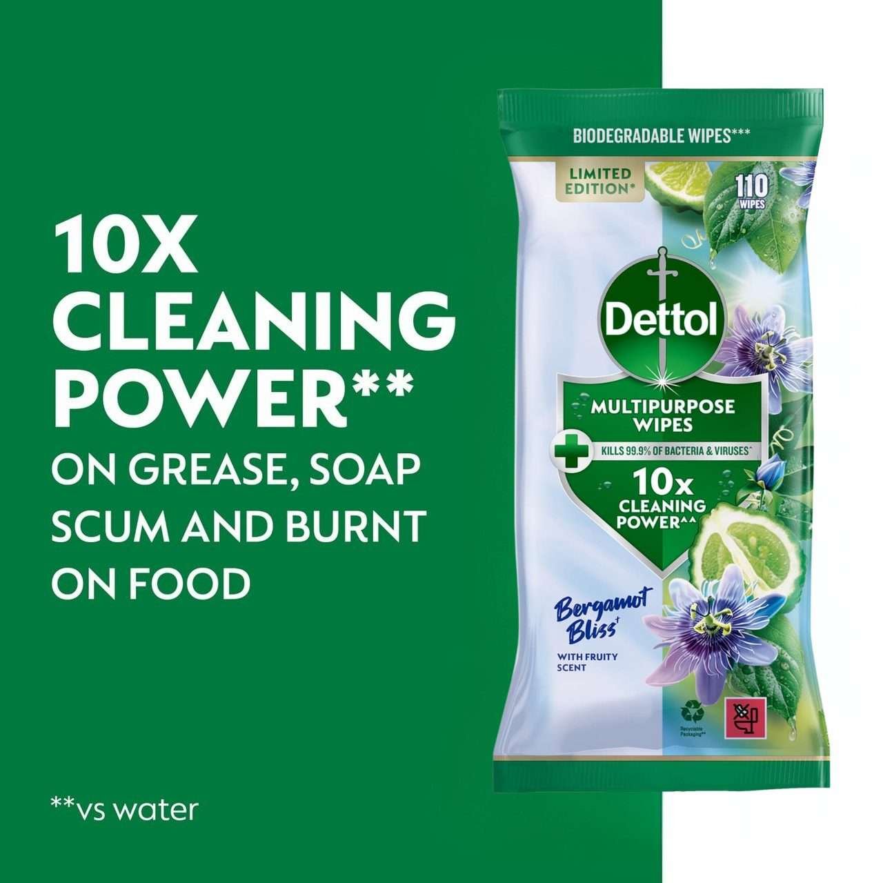 Dettol Bergamot Bliss Anti-Bacterial Wipes 110 Pack Dettol Bergamot Bliss Anti-Bacterial Wipes 110 Pack