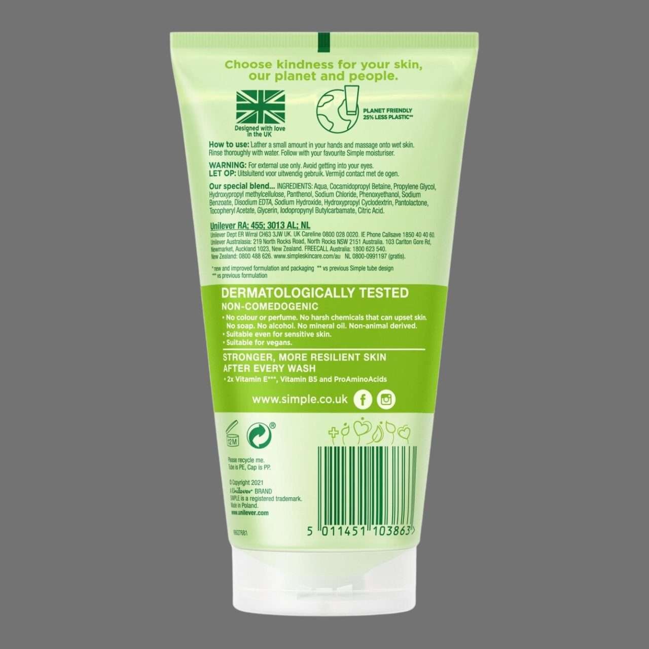 Simple Kind to Skin Refreshing Facial Wash Gel 150ml