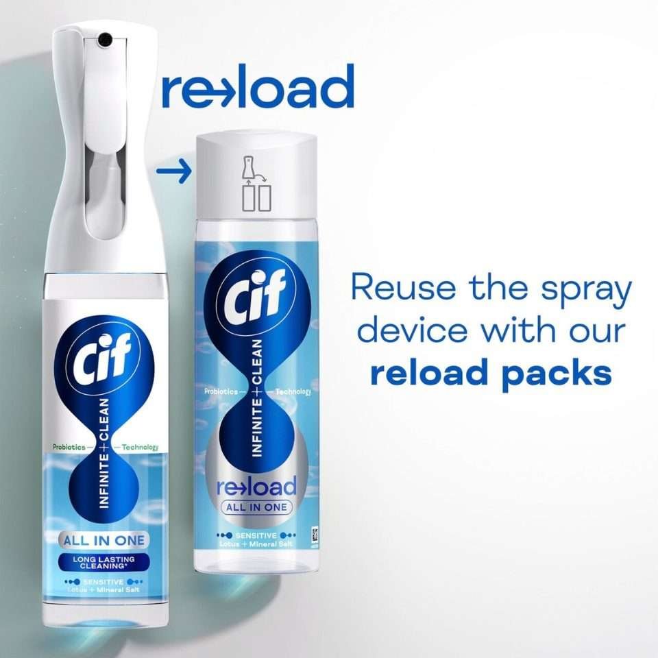 Cif Infinite Clean All-in-One Sensitive Lotus & Mineral Salts Reload 280ml Cif Infinite Clean All-in-One Sensitive Lotus & Mineral Salts Reload 280ml