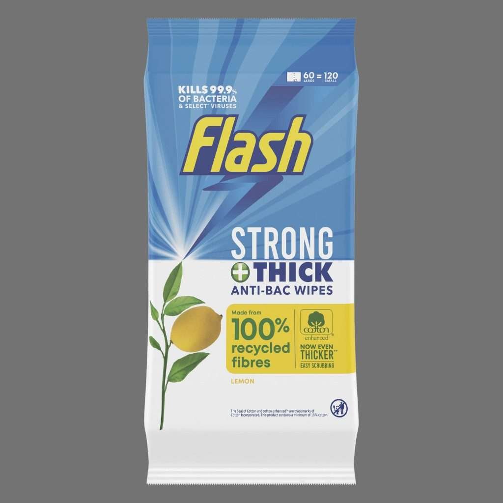 Flash Antibacterial Wipes Lemon 120pk