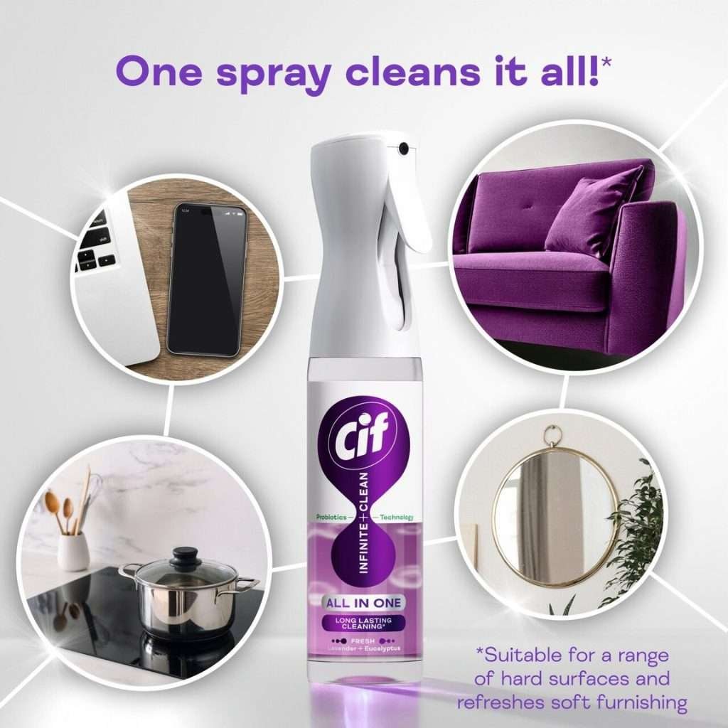 Cif Infinite Clean All-in-One Fresh Lavender & Eucalyptus Spray 280ml Cif Infinite Clean All-in-One Fresh Lavender & Eucalyptus Spray 280ml