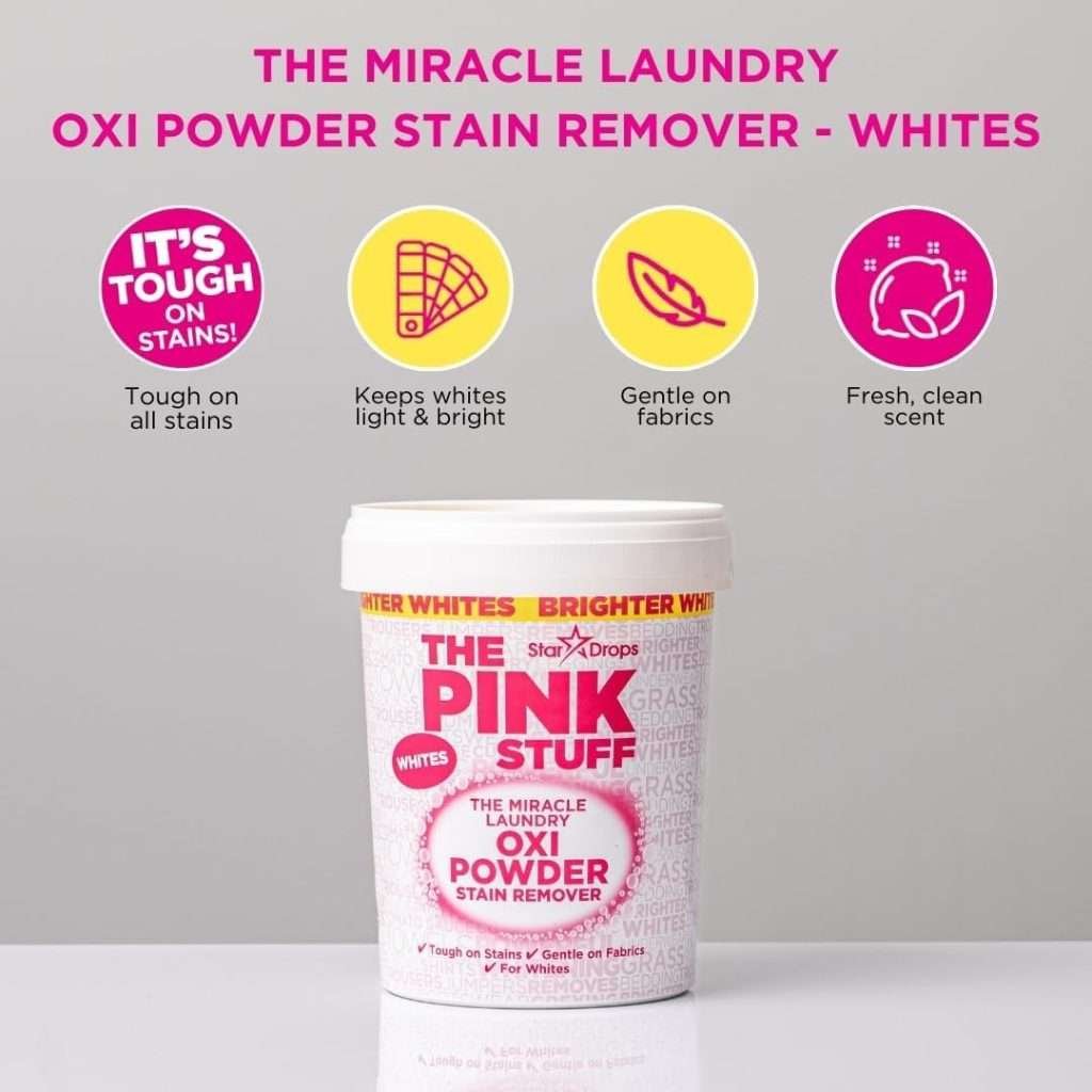 The Pink Stuff Miracle Laundry Oxi Powder Stain Remover for Whites 1kg