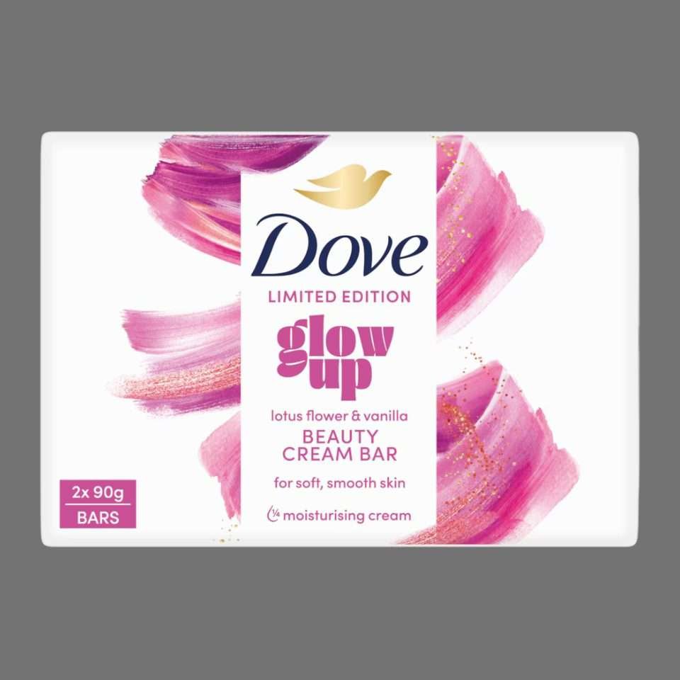 Dove Glow Up Lotus Flower & Vanilla Beauty Cream Soap Bar 2×90g Dove Glow Up Lotus Flower & Vanilla Beauty Cream Soap Bar 2×90g