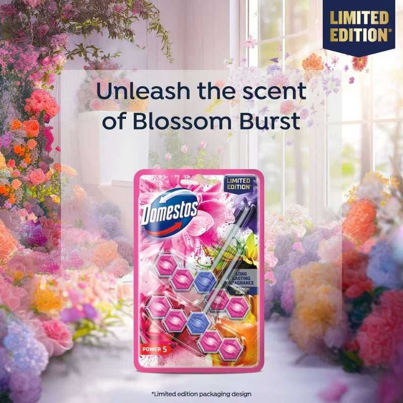 Domestos Power 5 Blossom Burst Rim Block 2 Pack Domestos Power 5 Blossom Burst Rim Block 2 Pack
