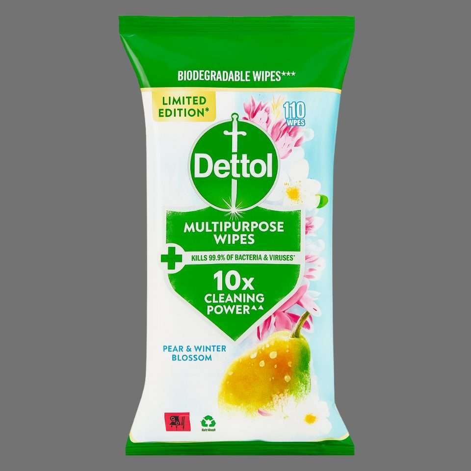 Dettol Pear & Winter Blossom Antibacterial Cleaning Wipes 110 Pack