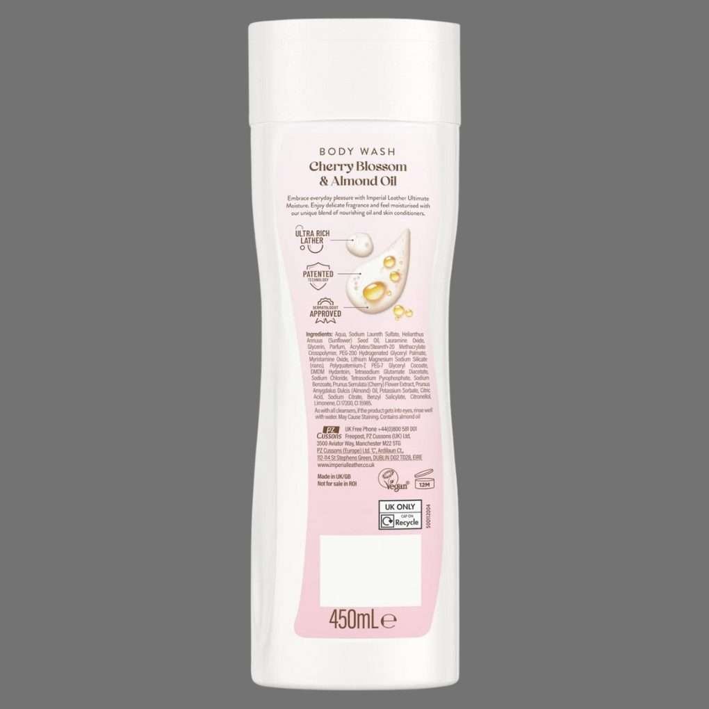 Imperial Leather Ultimate Moisture Body Wash Cherry & Almond Oil 450ml Imperial Leather Ultimate Moisture Body Wash Cherry & Almond Oil 450ml